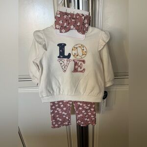 Nicole Miller 3 Piece Set - Cream and Pink Love Valentine’s Day